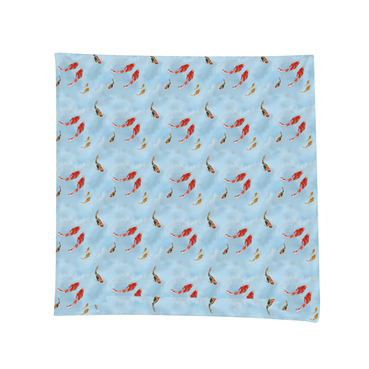Coral Koi Fish Square Tablecloth in Lightweight Linen