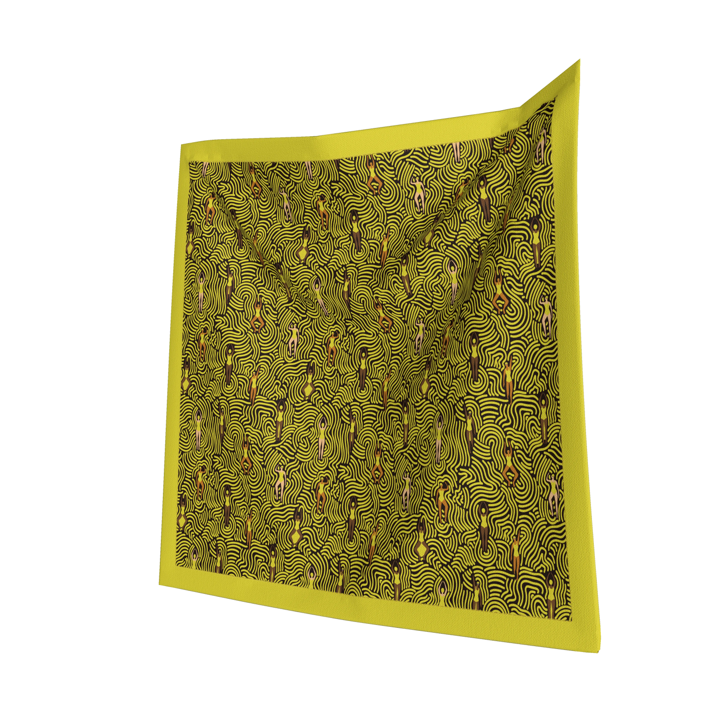 Swimmers in Summer Napkin in Yellow in Soft-Structured Linen