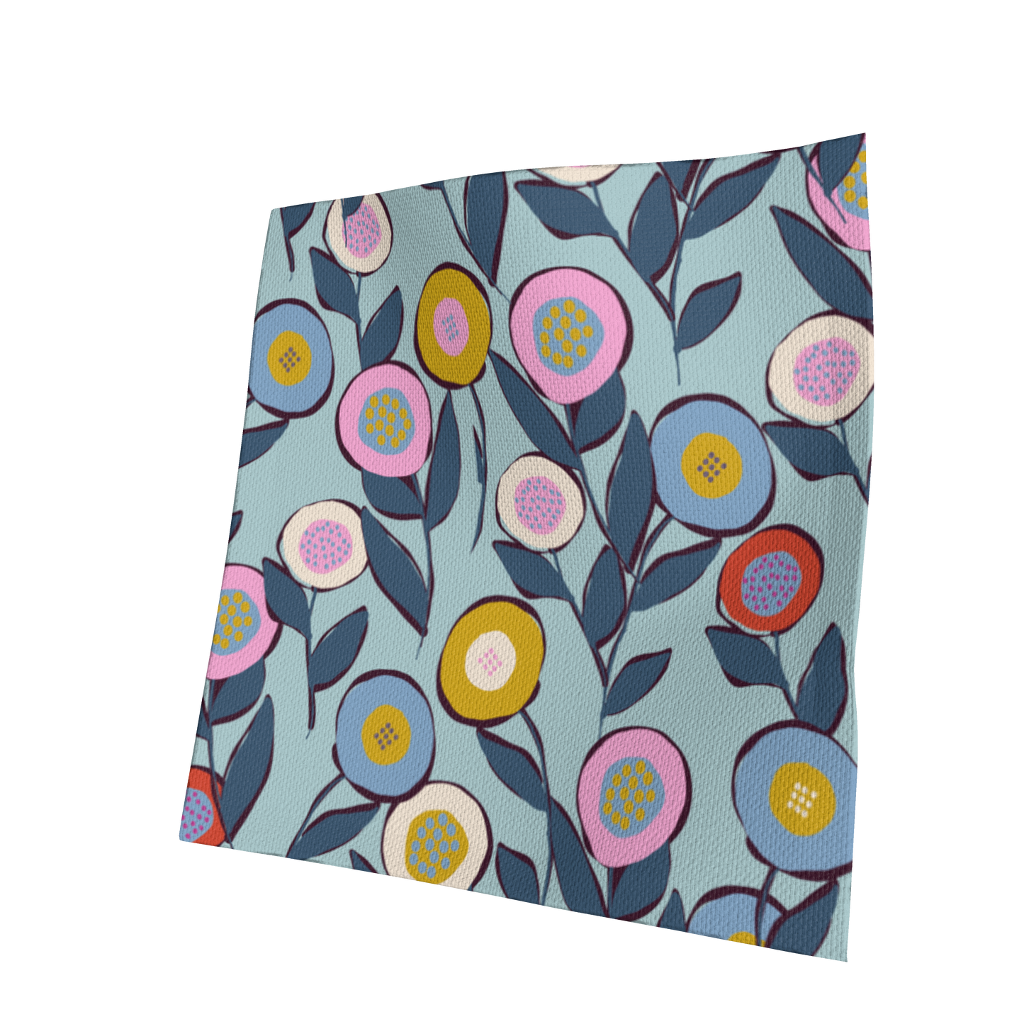 Button Flowers Blue Oxford Cocktail