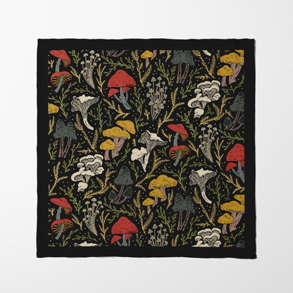 Flavorful Fungi Edible Mushrooms in Black Napkin