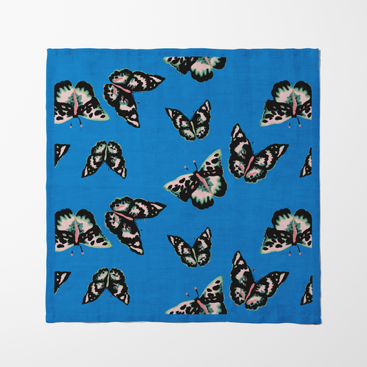 Sweet Butterflies Napkin in Cerulean - Lightweight Linen