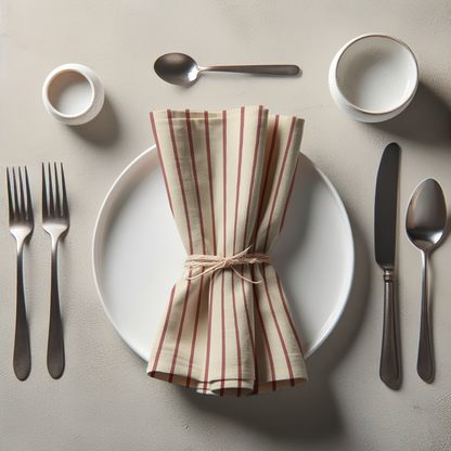 Classic Vertical Stripes Napkin - Bisque in Organic Cotton Voile