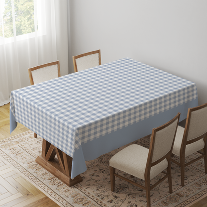 Mini Gingham Tablecloth in Pastel Blue - Mid Cotton Twill