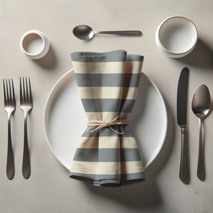 ONE Large Stripes - Stone in Lightweight Linen