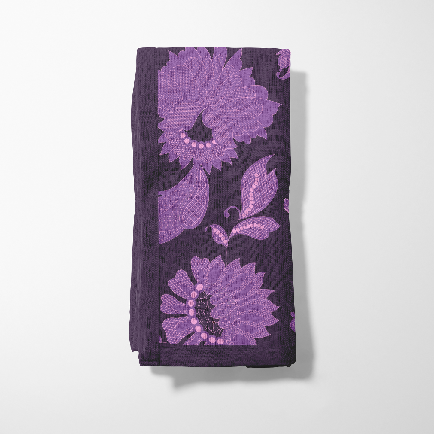 Purple Legacy Lace Napkin in Organic Cotton Voile