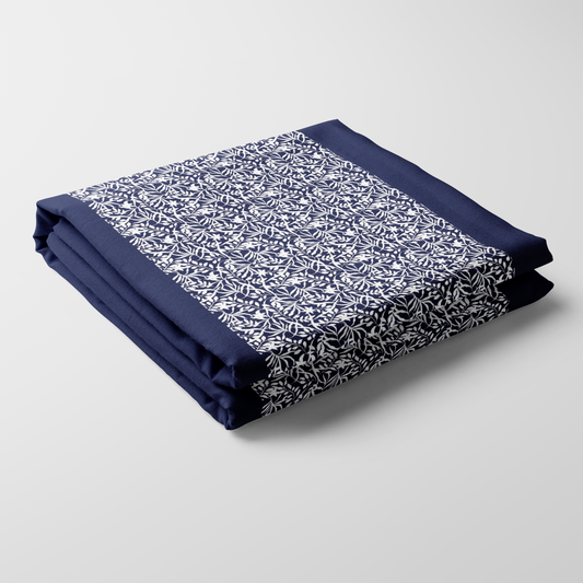 Figi Floral Tablecloth in Navy - Mid Cotton Twill