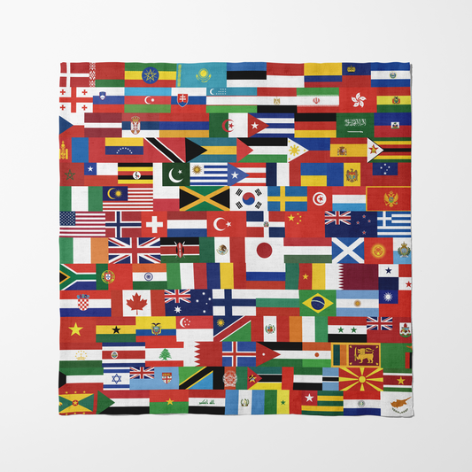 ONE Globe - Multi-nation Flag Tapestry in Organic Cotton Voile