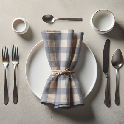 ONE Large Gingham Napkin - Boat in Lightweight Linen