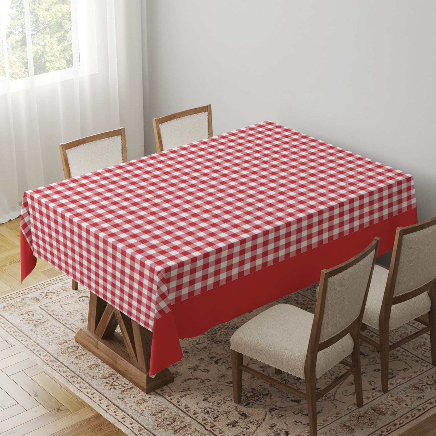 Gingham Tablecloth in Picnic Red - Mid Cotton Twill