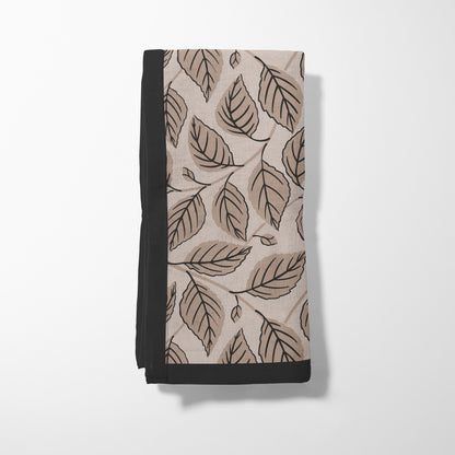 Bowing Birch Leaves in Taupe Napkin in Lightweight Linen