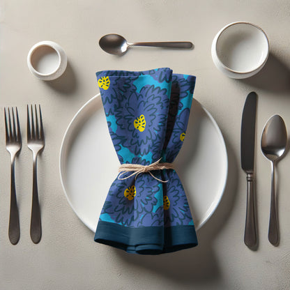 Flower Power - Modern Graphic Floral in Deep Blue and Turquoise