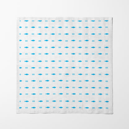 Fish and Waves Napkin in Blue
