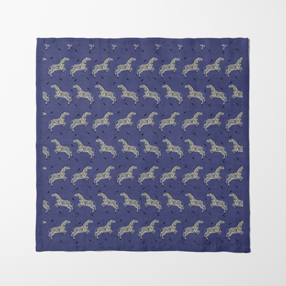 Leaping Zebras Napkin in Midnight in Lightweight Linen