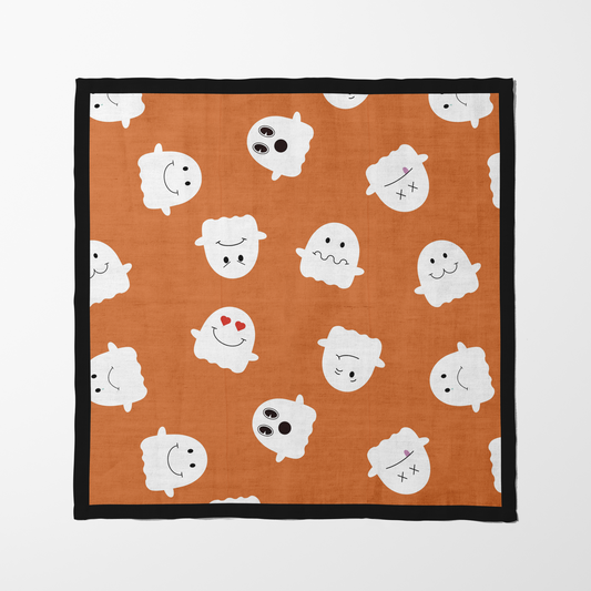 Friendly Ghosts in Pumpkin Napkin in Lightweight Linen