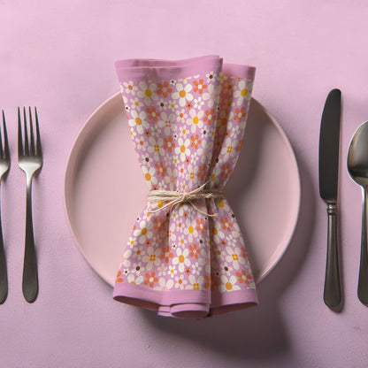 Retro Flowers - Lightweight Linen