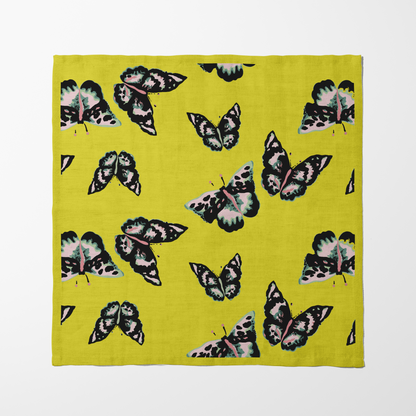 Sweet Butterflies Napkin in Yellow in Lightweight Linen