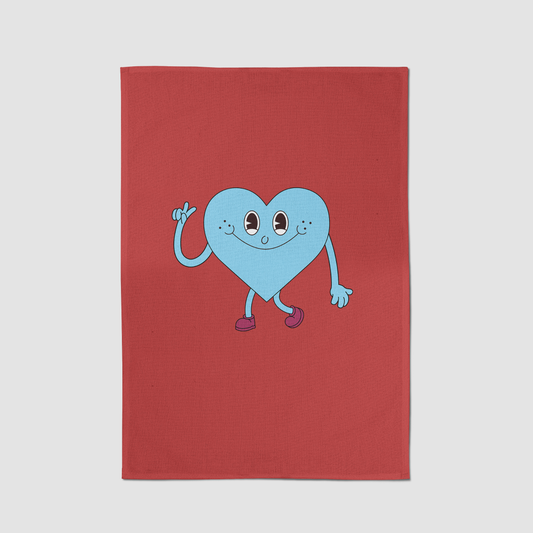 Blue Heart with Zebra Red Tea Towel