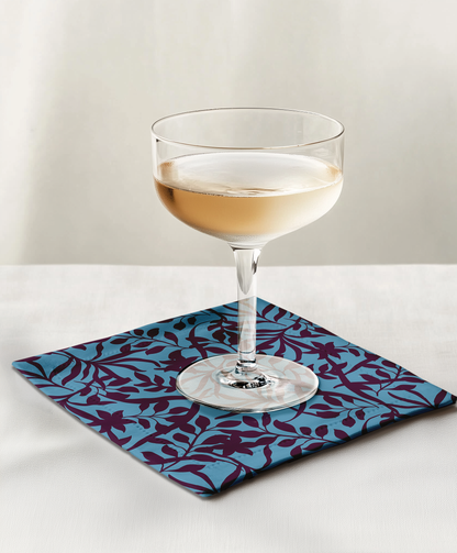 Figi Floral Cocktail Napkin in Sky - Organic Cotton Voile - 45%