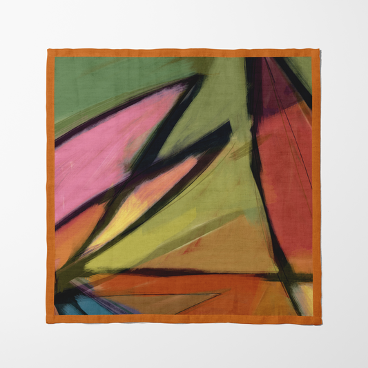 Sketch Napkin with Orange in Lightweight Linen