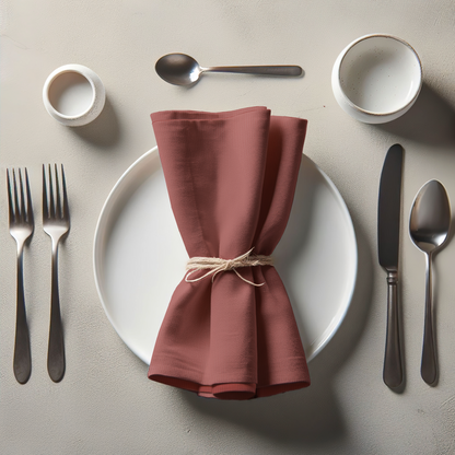 ONE Classic Napkin - Red in Organic Cotton Voile