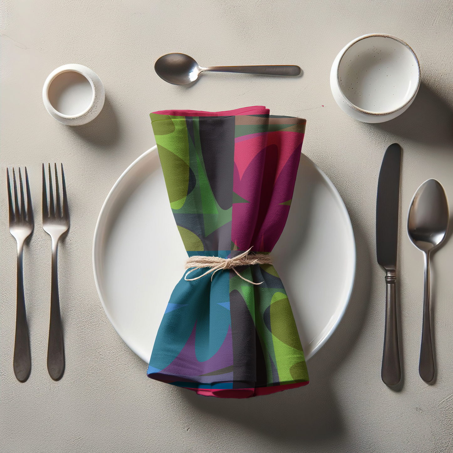 Big Shapes Quadrants Napkin in Lightweight Linen