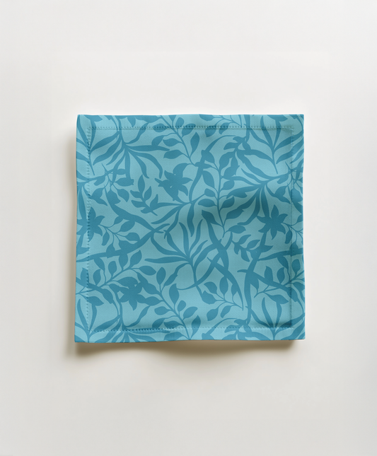 Figi Floral Cocktail Napkin in Blue - Lightweight Linen - 45%