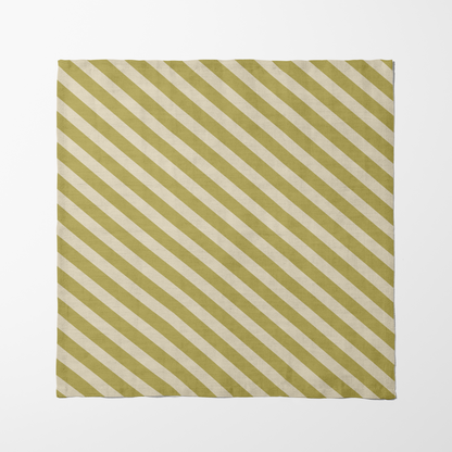 ONE Diagonal Stripe Napkin - Moss in Organic Cotton Voile