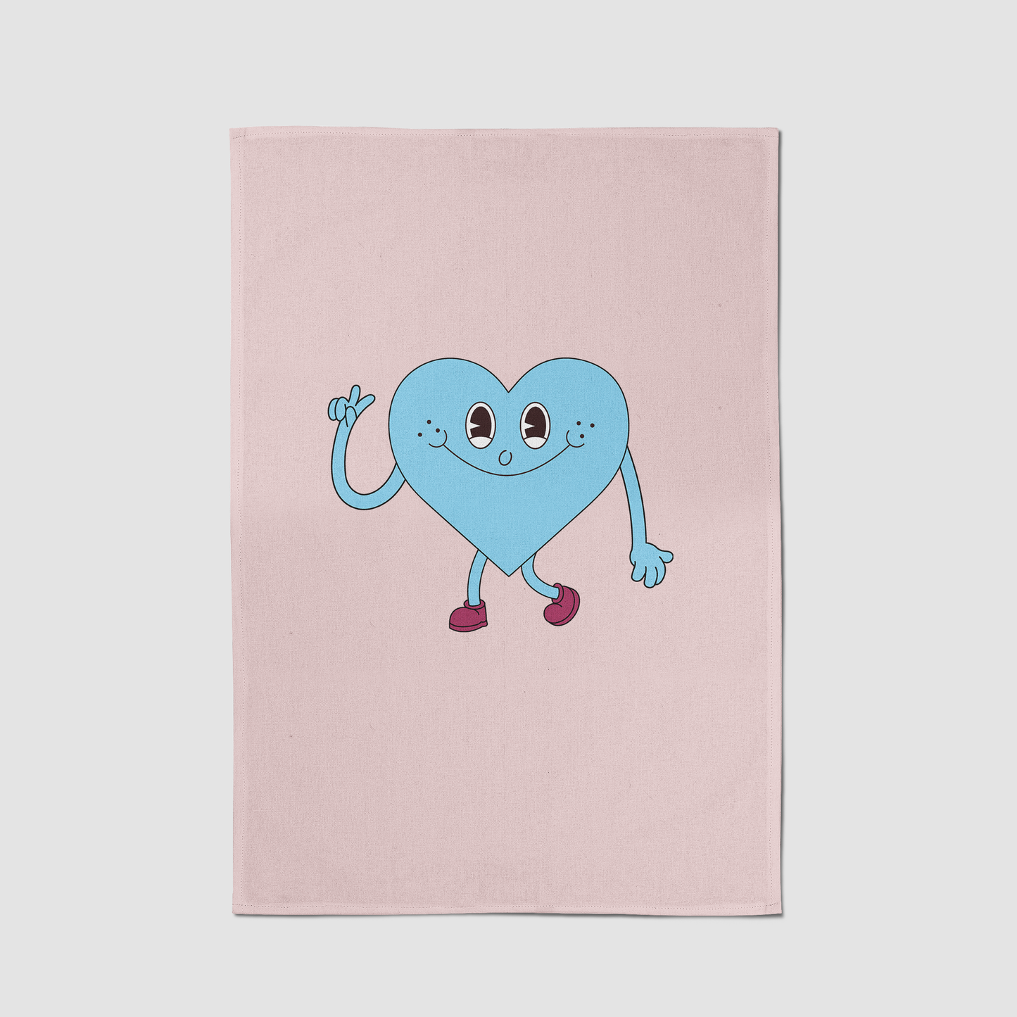 Blue Heart with Valentine Pink Tea Towel