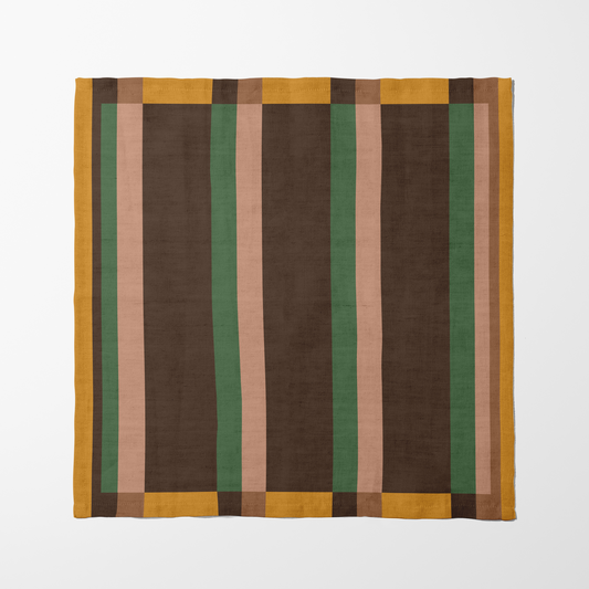 Candy Stripes Brown Napkin in Lightweight Linen