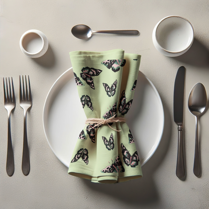 Sweet Butterflies Napkin in Lime - Lightweight Linen