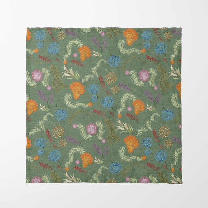 Botanical Medley in Dark Green Napkin