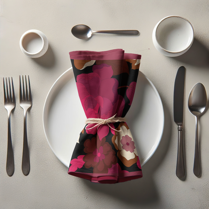 Retro Merlot Floral Napkin