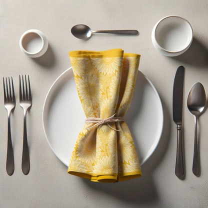 Subtle Sunflowers Napkin in Lightweight Linen