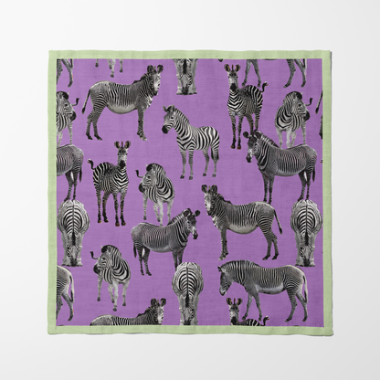 Zias Zebras Napkin in Mauve Lime - Organic Cotton Voile