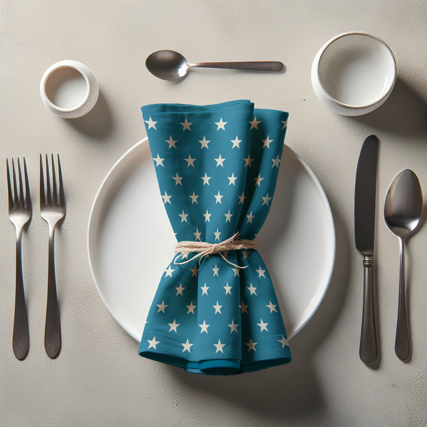 ONE Stars Napkin - Cerulean in Organic Cotton Voile