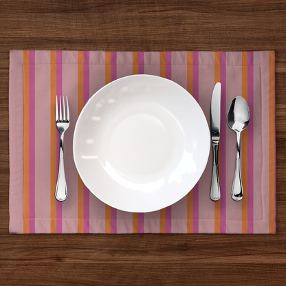 Candy Stripes Placemat in Orange & Pink