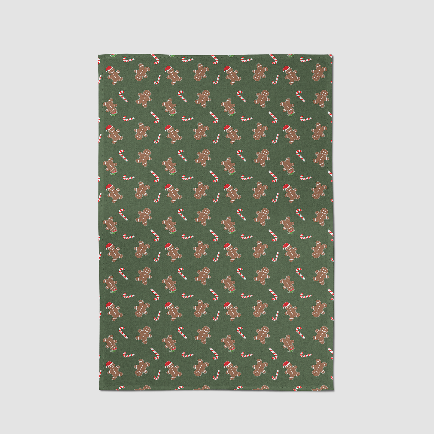 Gingerbread Dudes Tea Towel in Dark Green