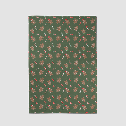 Gingerbread Dudes Tea Towel in Dark Green