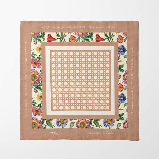 Rattan with Vintage Flowers Napkin