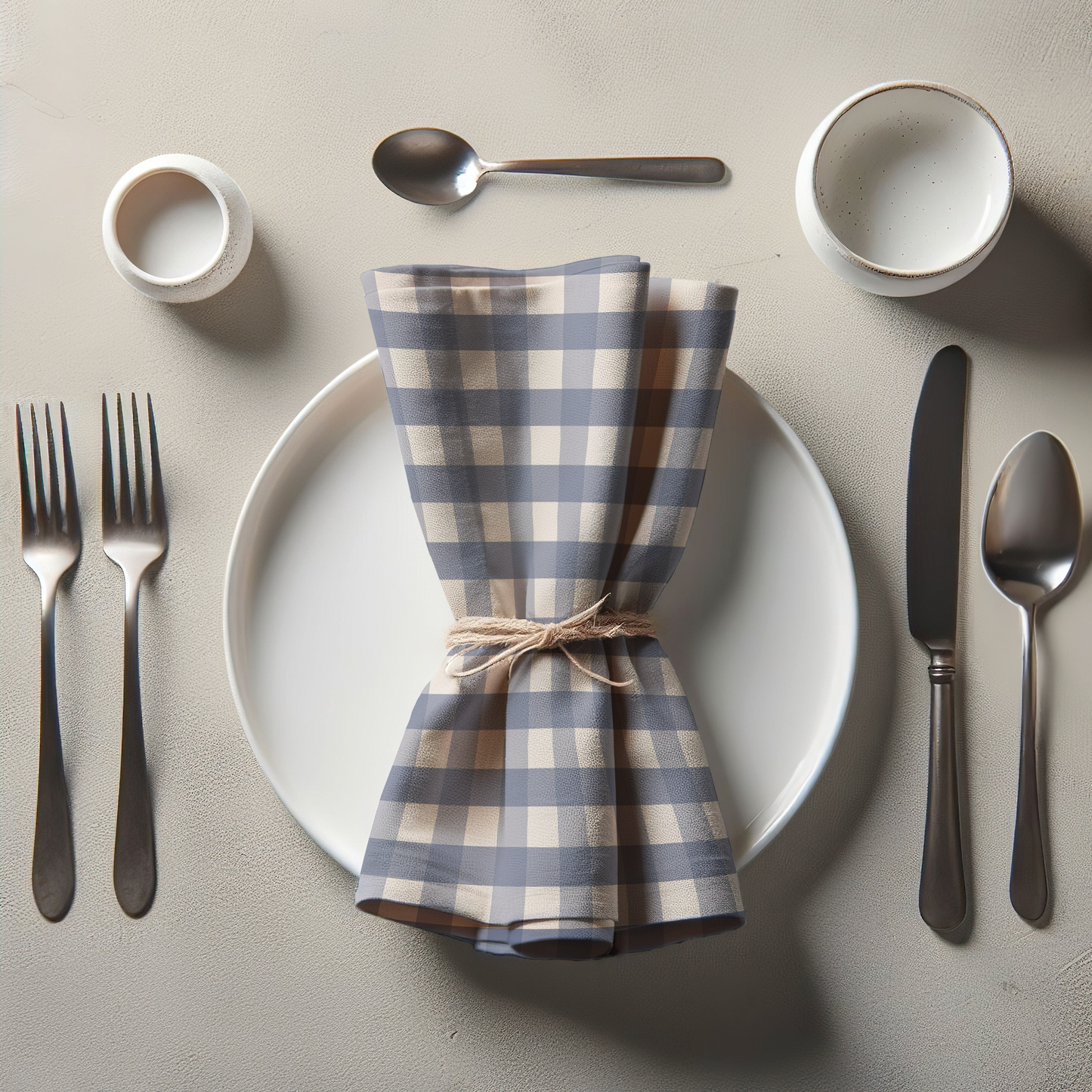 ONE Small Gingham Napkin - Boat in Organic Cotton Voile