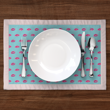 Aqua Smooch with Valentine Pink Placemat