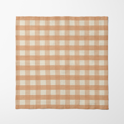 ONE Small Gingham Napkin - Burnt Butter in Organic Cotton Voile