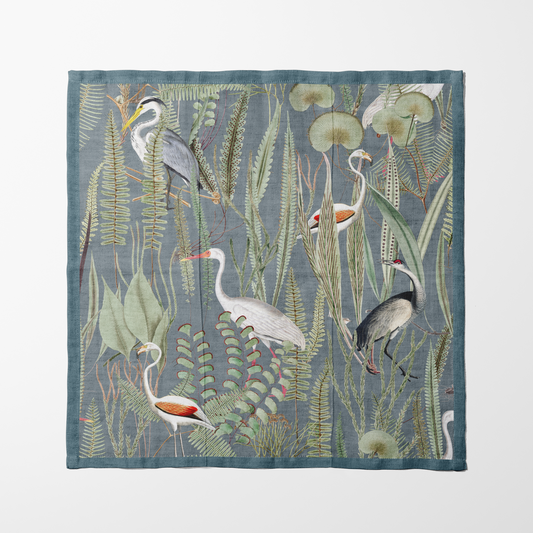 Equatorial in Dark Moss and Birds Fauna Napkin