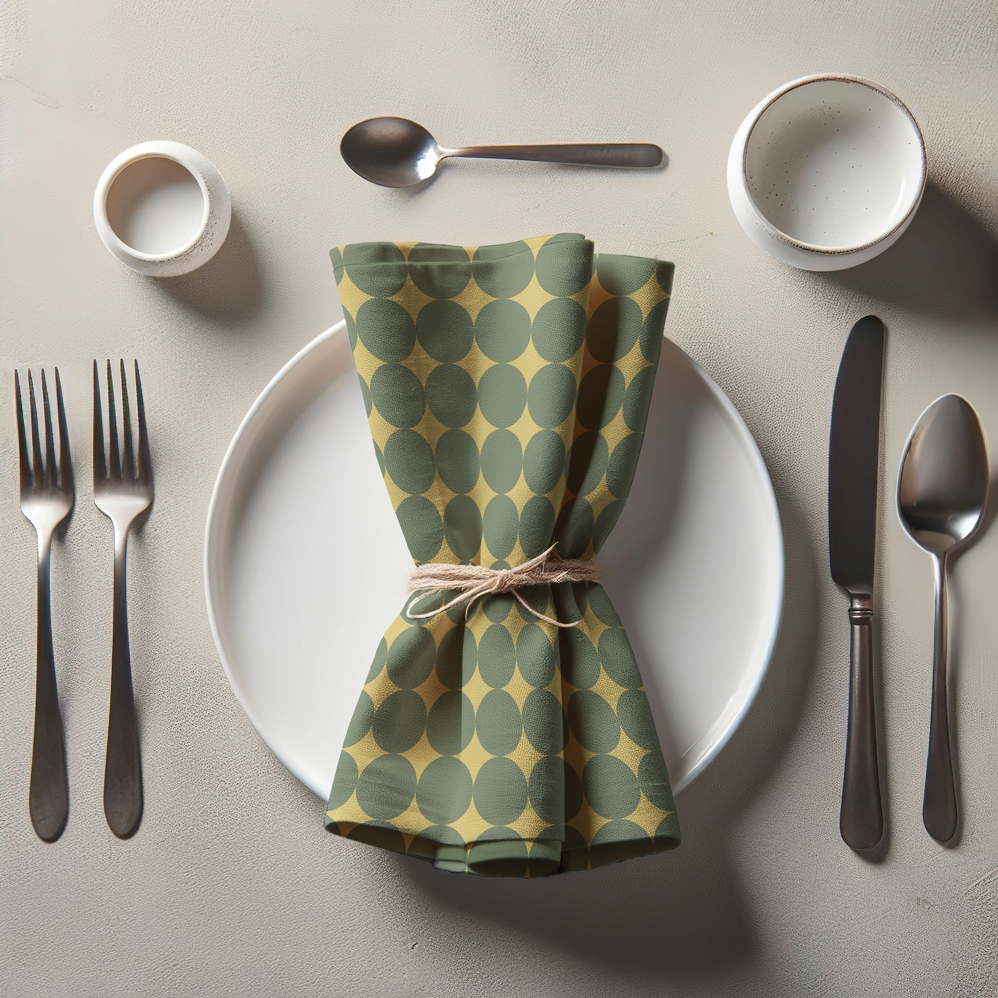 Spots and Dots Napkin - Pale Yellow Green in Lightweight Linen