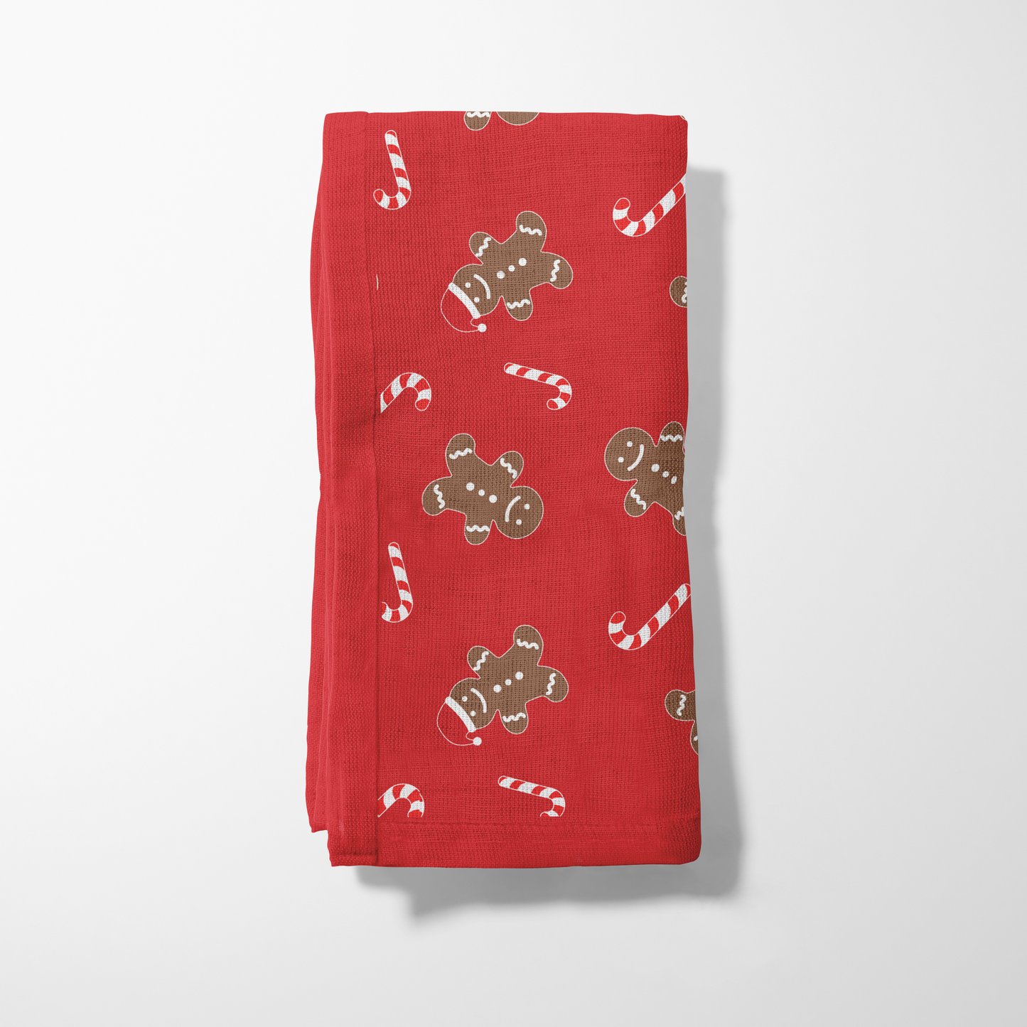 Gingerbread Dudes Napkin in Light Red