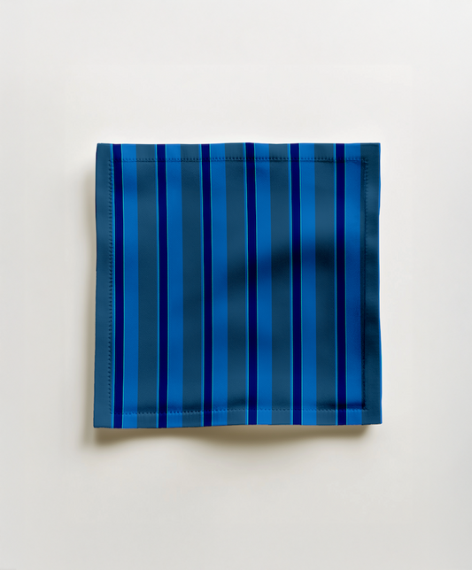 Candy Stripes Cocktail Napkin in Super Blue in Lightweight Linen