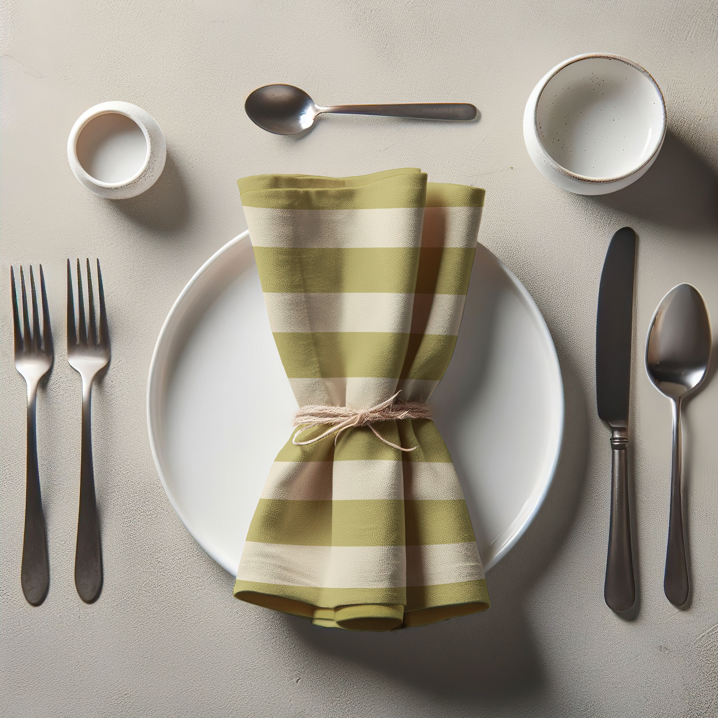 ONE Large Stripes - Moss in Lightweight Linen