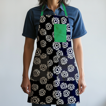 Navy Daisies Full Chef Apron