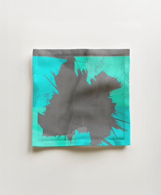 Blue Flower Burst Cocktail Napkin - Lightweight Linen