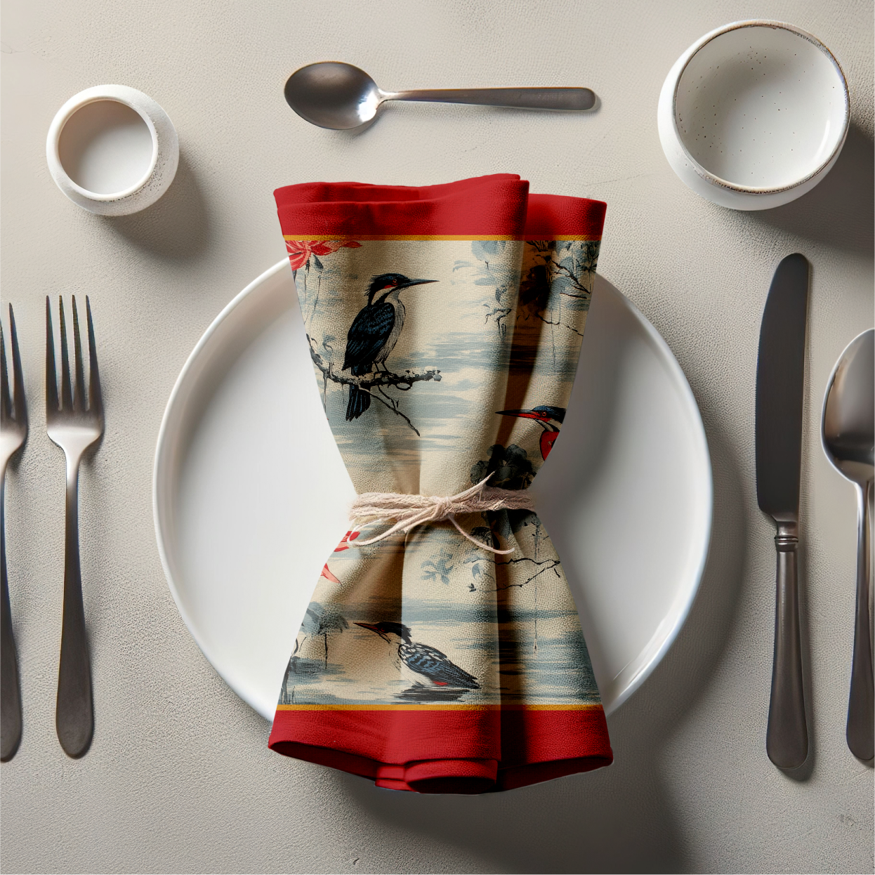 Watchful Waters Napkin in Ruby Lotus